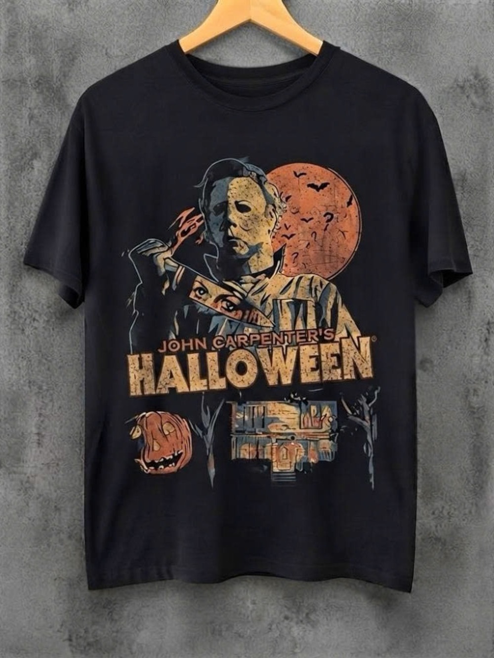 Halloween Vintage Fall Inspired Collage Retro Horror Movie Shirt